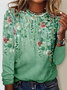 Womens Art Print Casual Crew Neck Shirt