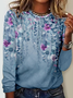 Womens Art Print Casual Crew Neck Shirt