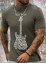 Men's The Best Guitar Funny Love Music Graphic Print Text Letters Loose Cotton Casual T-Shirt