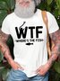 Men's WTF Where's The Fish Funny Graphic Printing Cotton Crew Neck Loose Casual T-Shirt