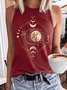 Women's Mystic Moon And Sun Celestial Moon Spiritual Crew Neck Casual Tank Top