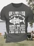 Men’s Give A Man A Fish & You Feed Him For A Day Crew Neck Text Letters Casual Regular Fit T-Shirt