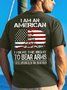 Men's I Am An American I Have The Right To Bear Arms Your Approval Is Not Required Funny Graphic Printing Independence Day Cotton Crew Neck Casual T-Shirt