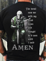 Men's The Devil Saw Me With My Head Down I Said Amen Funny Graphic Printing Casual Text Letters Cotton T-Shirt