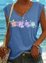Women's Turtles Sea Beach summer print V Neck Casual Tank Top
