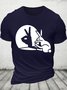 Men's Funny Rabbit Ok Graphic Printing Crew Neck Cotton Loose Casual T-Shirt