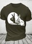 Men's Funny Rabbit Ok Graphic Printing Crew Neck Cotton Loose Casual T-Shirt