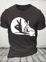 Men's Funny Rabbit Ok Graphic Printing Crew Neck Cotton Loose Casual T-Shirt