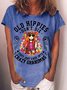 Women's Old Hippies Don’t Die They Just Fade Into Crazy Grandmas Letters Casual T-Shirt