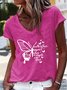 Women's Butterflies Appear V Neck Casual T-Shirt