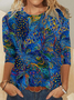 Women's  Peacock Casual Crew Neck Shirt