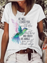 Women's Psalm 91:4 Hummingbird Cotton-Blend Casual Text Letters T-Shirt