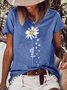 Women's Faith Daisy Paw Print Casual Crew Neck T-Shirt