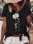 Women's Faith Daisy Paw Print Casual Crew Neck T-Shirt