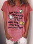 Women's Soft Kitty Warm Kitty Cat Cotton-Blend Crew Neck T-Shirt