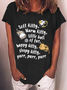 Women's Soft Kitty Warm Kitty Cat Cotton-Blend Crew Neck T-Shirt