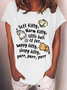 Women's Soft Kitty Warm Kitty Cat Cotton-Blend Crew Neck T-Shirt