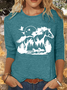 Women's Horse Lover Casual Crew Neck Cotton-Blend Shirt