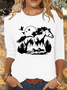 Women's Horse Lover Casual Crew Neck Cotton-Blend Shirt