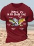 Men’s Cotton Funny Fishing Lover Fishing Things I Do In My Spare Time Casual T-Shirt