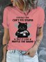 Women's Black Cat Even Duct Tape Can't Fix Stupid But It Can Muffle The Sound Casual Crew Neck T-Shirt