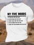 Womens Cotton My Five Mood Letters Crew Neck Casual T-Shirt