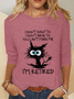 Women's Funny Grumpy Cat Retired Casual Cotton-Blend Shirt
