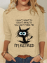 Women's Funny Grumpy Cat Retired Casual Cotton-Blend Shirt