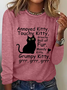 Funny Cat Casual Crew Neck Cotton-Blend Shirt