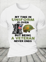 Cotton My Time In Uniform Is Over But Being A Veteran Never Ends Casual Loose Text Letters T-Shirt