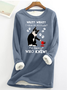 Women's Funny Cat Wait What I Have An Attitude No Really Who Knew Casual Cat Fleece Sweatshirt