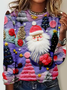 Pink Santa Claus Crew Neck Regular Fit Casual Long Sleeve Shirt