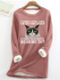 Women's Funny Qoute  Grumpy Cat Cotton-Blend Casual Fleece Sweatshirt