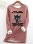 Women's funny grumpy cat Inside Every Older Person Is A Younger Person Casual Cat Fleece Sweatshirt