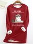 Women's Funny Word Oh Lord Give Me The Strength To Walk Away From Stupid People Without Slapping Them Cat Casual Crew Neck Sweatshirt