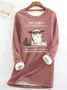 Women's Funny Word Oh Lord Give Me The Strength To Walk Away From Stupid People Without Slapping Them Cat Casual Crew Neck Sweatshirt