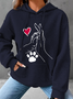 Women's Palm High-Fives Dog Paw Print Simple Dog Hoodie