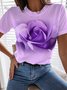 Jersey Casual Floral Loose T-Shirt