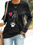 Palm High-Fives Dog Paw Print Casual Sweatshirt