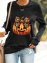 Leopard Coquette Bow Pumpkin Print Casual Sweatshirt