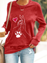 Palm High-Fives Dog Paw Print Casual Sweatshirt