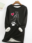 Palm High-Fives Dog Paw Print Casual Fluff Fleece Fabric Sweatshirt