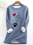 Palm High-Fives Dog Paw Print Casual Fluff Fleece Fabric Sweatshirt