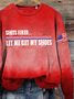 Womens Red American Flag Battle Print Loose Sweatshirt