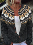 Women's Cute Dog Pattern Print Knit Cardigan