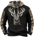Retro style reindeer pattern color blocked Hoodie