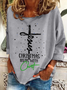 Christmas Begins With Christ Snowman Print Casual Sweatshirt