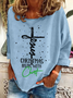 Christmas Begins With Christ Snowman Print Casual Sweatshirt