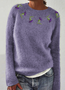 Thistle Embroidery Cozy Knit Sweater