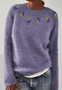 Thistle Embroidery Cozy Knit Sweater